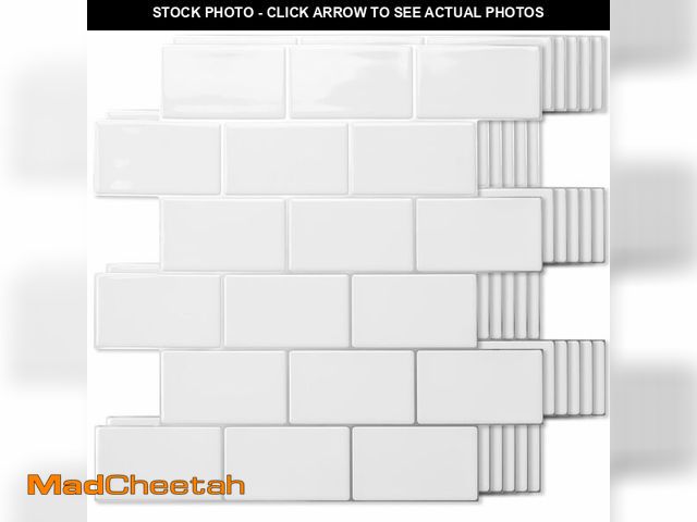 Lot 74-14378027 - Art3d Peel and Stick White with Silver Grout Wall Tiles Ã¢â¬â 10-Pack of 12 x12 Thickened Design ...
