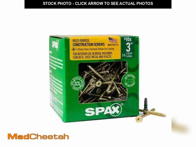 Lot 74-12852804 - SPAX #10 x 3 in. Interior Flat Head Wood Screws Construction Framing Torx T-Star Plus (200 Each) 3 L...