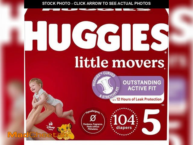 Lot 74-14348794 - Huggies Little Movers, Baby Diapers, Size 5, 104 Count - UNUSED