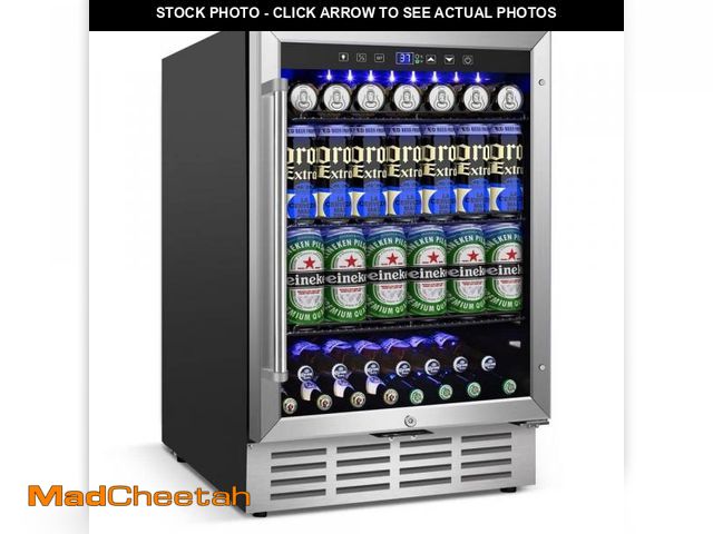 Lot 74-12518035 - (MINOR DAMAGE) SOZT 23.4 in. Single Zone 180-Cans Beverage Cooler With 3 Removable Shelves, Built-in...