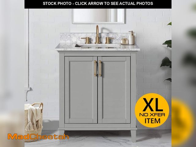 Lot 74-13738403 - Home Decorators Collection Grayson 31 in. Single Sink Gray Bath Vanity with White Marble Top (Assemb...