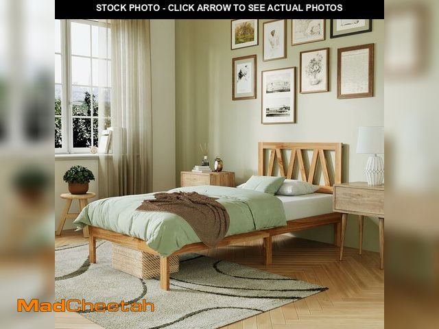 Lot 74-12695816 - Novilla 12 Inch Twin Bed Frame Twin Size Bed Frames with Headboard Solid Wooden BedFrame Foundation ...