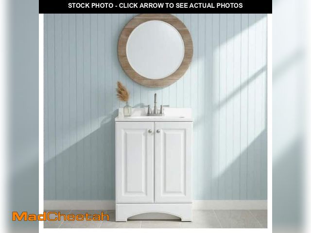 Lot 74-13797162 - Glacier Bay 25 in. Single Sink White Bath Vanity with White Cultured Marble Top - UNUSED