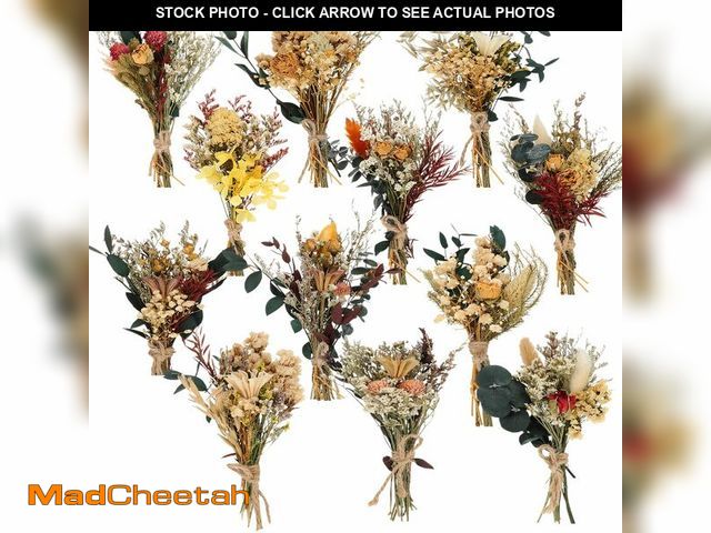 Lot 74-12974392 - Layhit 12 Pack Boho Dried Flower Bouquet Mini Wedding Handmade Dry Flowers Decor for Vase Crafts DIY...