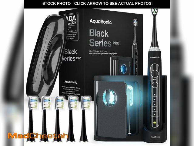 Lot 74-14206213 - Aquasonic Black Series PRO UV Ã¢â¬â Ultra-Whitening Electric Toothbrush Ã¢â¬â 5 Modes &amp; Sm...
