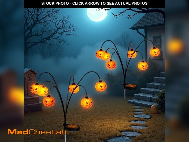 Lot 74-12706472 - Thiswing Solar Halloween Lights Outdoor Waterproof, 2 Pack Pumpkin Solar Lights for Outside Thankgiv...
