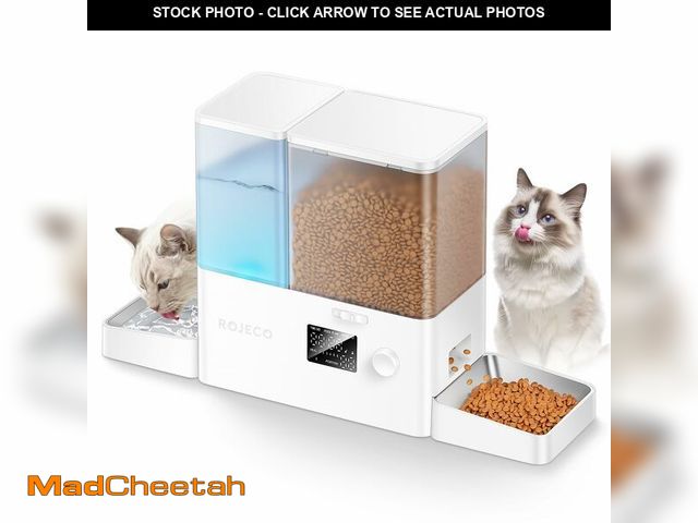 Lot 74-12705338 - Rojeco 36Cups/8.5L Pet Automatic Cat Feeder and Gravity Water Dispenser,Stainless Steel Bowls 2-in-1...