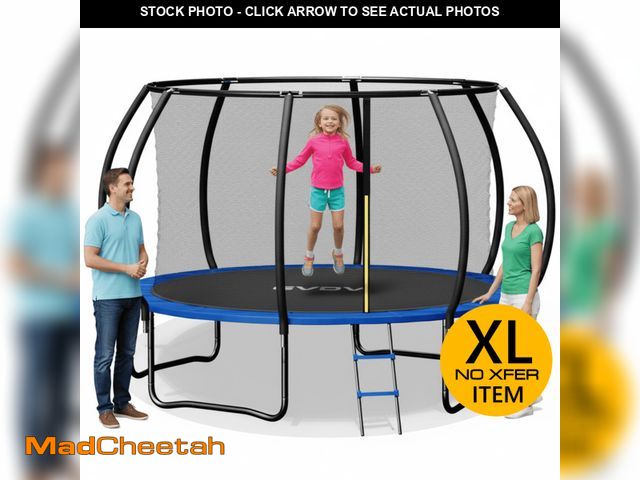 Lot 74-12891574 - (MISSING LEGS,POLES)GVDV Outdoor Trampoline, 10' Backyard Recreational Pumpkin Trampoline for Kids w...