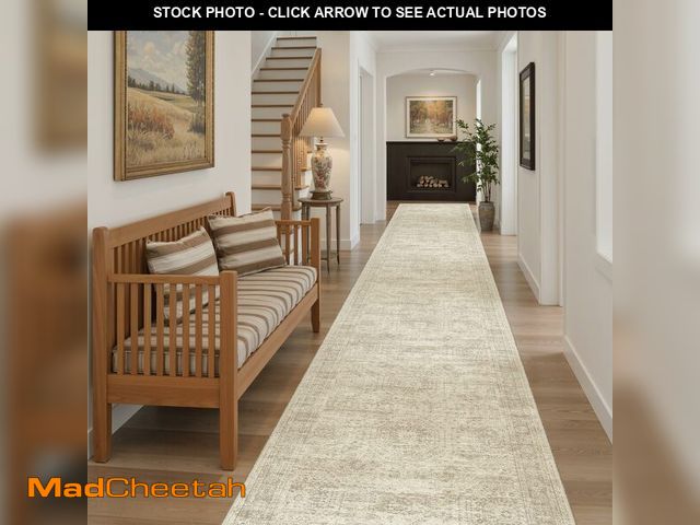 Lot 74-14431943 - Soalmost Hallway Runner Rug 2'6" x 14' Washable Long Kitchen Rugs Beige - UNUSED
