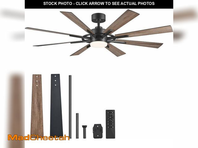 Lot 74-13710800 - VONLUCE Ceiling Fans with Lights, 60 Inch Ceiling Fan and Remote, 3CCT, 6 Speeds Reversible Quiet DC...