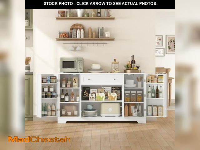 Lot 74-12271632 - Homfa Kitchen Sideboard Buffet with Drawer  Pantry Cabinet with Internal Hidden Shelves  White - UNU...
