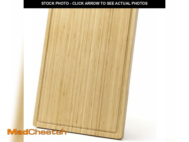 Lot 74-13382135 - 20x15 Inch Bamboo Cutting Board for Kitchen - Large Wooden Chopping Board with Juice Groove &amp; Ha...
