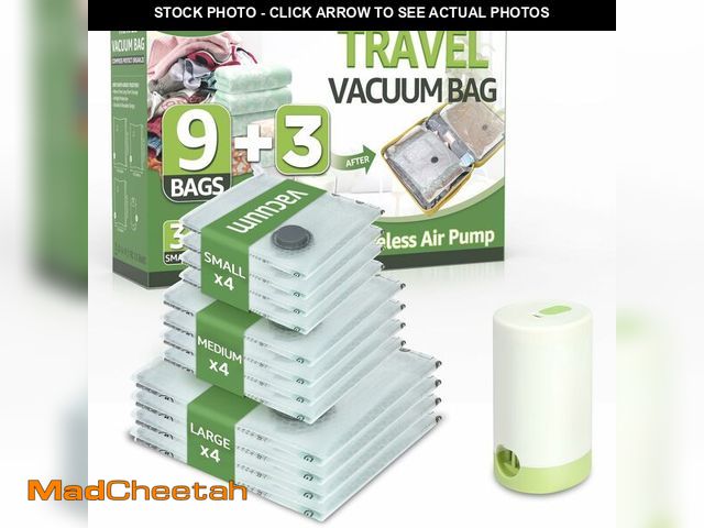Lot 74-14043924 - 12 Packs Vacuum Bags for Travel with Rechargeable air Pump, 3 Sizes Vacuum Seal Bags for Clothing, S...