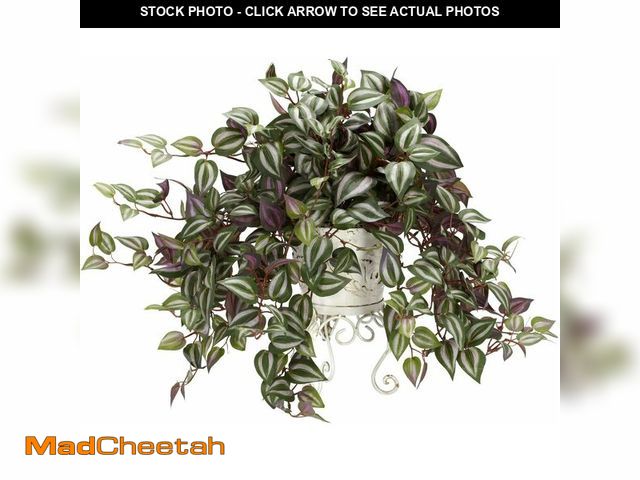 Lot 74-12695809 - Nearly Natural Wandering Jew with Metal Planter Silk Plant - UNUSED