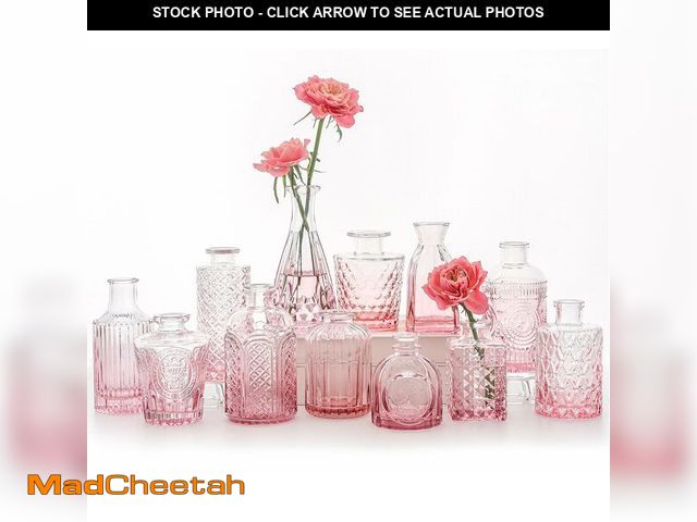 Lot 74-12978284 - SUPMIND 12Pcs Glass Bud Vase Set, Small Flower Vase for Centerpieces, Pink Bud Vases in Bulk, Mini V...