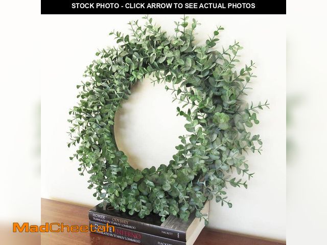 Lot 74-12682321 - LIVING LUXURY 16 in. Frosted Green Artificial Full Eucalyptus Leaf Foliage Greenery Wreath - UNUSED