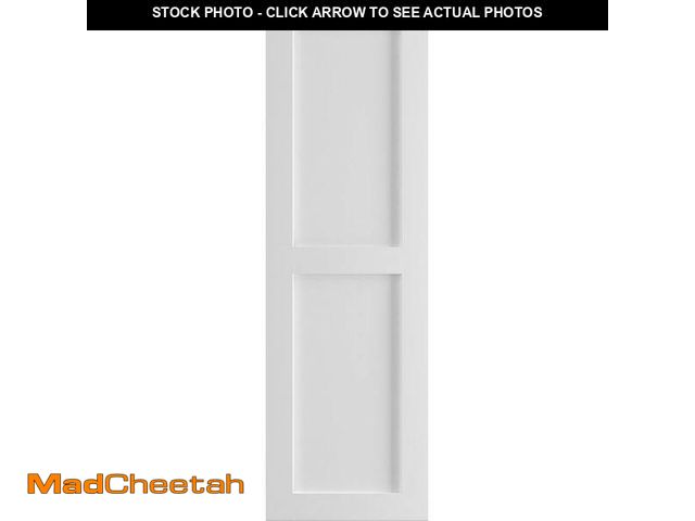 Lot 74-12933313 - Ekena Millwork 15 in. x 74 in. PVC True Fit Two Equal Flat Panel Shutters Pair in White - UNUSED