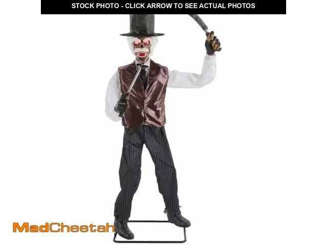 Lot 74-12673474 - 7 ft. Grave &amp; Bones Animated LED Zombie Barber - UNUSED