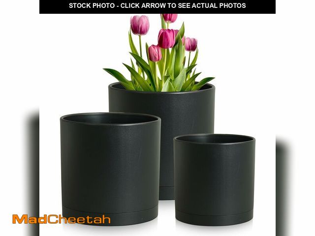 Lot 74-14269973 - Meowell 8/7/6 inch Plant Pots, 3 Set Cylinder Flower Pots for Outdoor Indoor Plants, Decorative Plas...