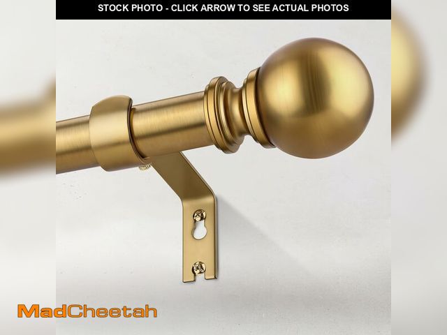 Lot 74-14427538 - IFELS Brush Gold Curtain Rods for Windows 32 to 90 Inch, 1 Inch Brass Heavy Duty Curtain Rods Adjust...