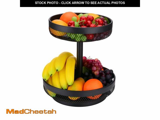Lot 74-13626015 - IBERG 2 Tier Fruit Basket - Detachable Mesh Fruit Bowl for Kitchen Countertop - Metal Basket Stand f...