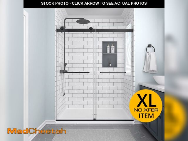 Lot 74-14610514 - Frameless Double Sliding Bypass Shower Door, 56Ã¢â¬â60 x 74 in - UNUSED