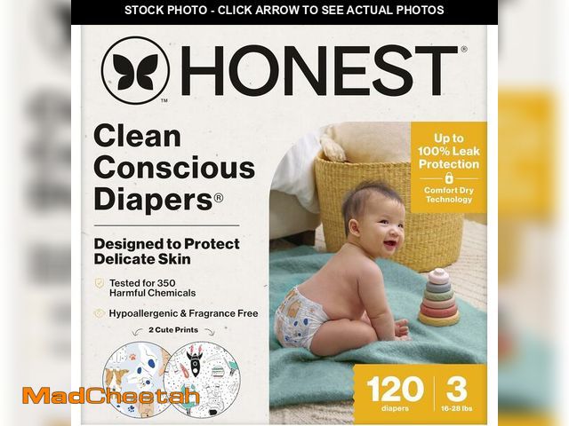 Lot 74-14349090 - The Honest Company Comfort Dry Disposable Daytime Diapers for Sensitive Skin, Hypoallergenic, Space ...