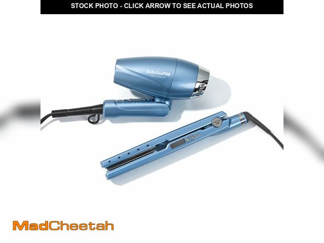 Lot 74-13566560 - BaBylissPRO Nano Titanium Compact Folding Ionic Hair Dryer and 1 1/4" Digital Ionic Flat Iron Prepac...