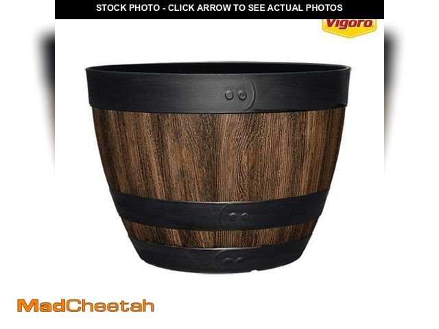 Lot 74-14072861 - Reedley Kentucky Walnut Brown Resin Wine Barrel Planter Combo, 3 Pc (20" - UNUSED