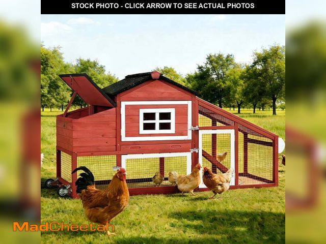Lot 74-13765923 - Aivituvin Chicken Coop with Wheels, Hen House Chickens Cage with Leak-Proof Tray, UV-Resistant Roof ...