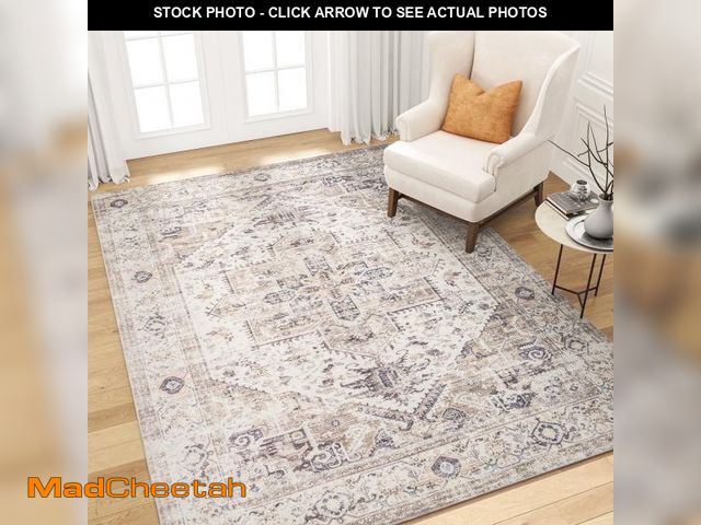 Lot 74-12166704 - SIXHOME 9'x12' Area Rugs for Living Room Washable Rug Vintage Medallion Living Room Rug Distressed S...