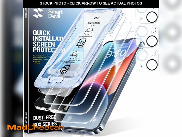 Lot 74-12717184 - SMARTDEVIL 3-Pack Screen Protector for iPhone 14 with 3-Pack Camera Lens Protector, Clear 9H Tempere...