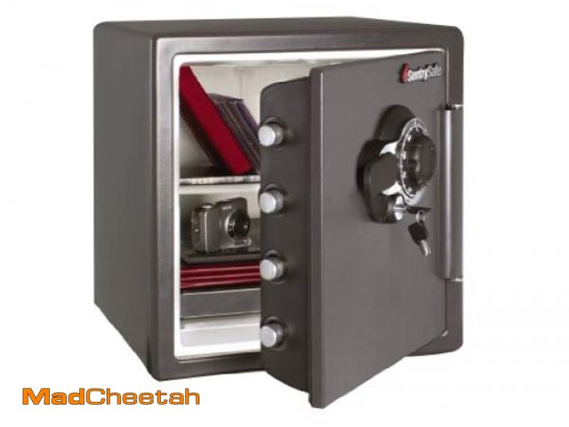 Lot 74-12159734 - SentrySafe Steel Fire/Waterproof Safe with Combination W/Key, 1.23 Cu. Ft. (SFW123DEB) - UNUSED