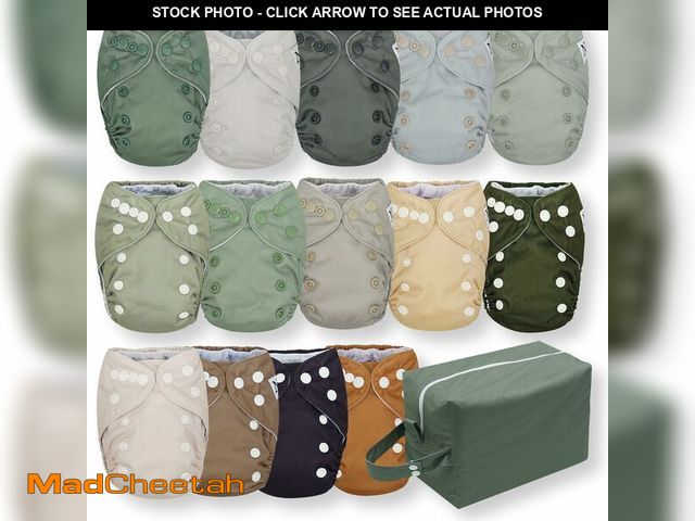 Lot 74-14479078 - Nora's Nursery Newborn All-in-One Cloth Diaper 14-Pack with Diaper Pod for Clean Storage - Waterproo...
