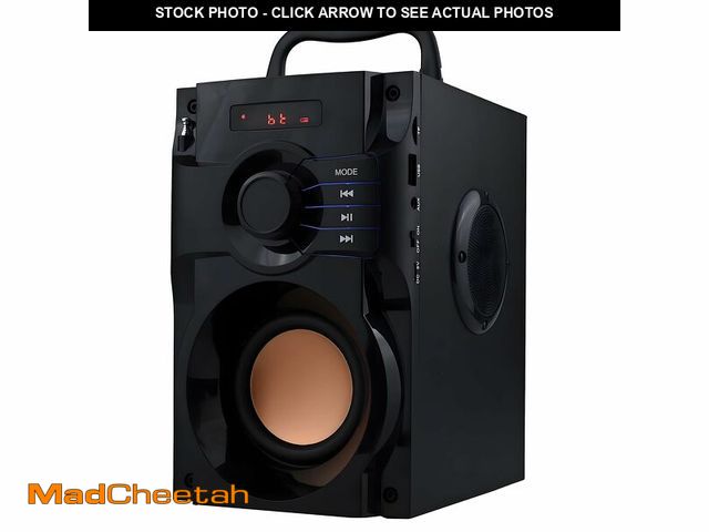Lot 74-14154513 - VIGROS Bluetooth Speaker, Portable Wireless Speaker with Subwoofer Heavy Bass, FM Radio with LED, Re...