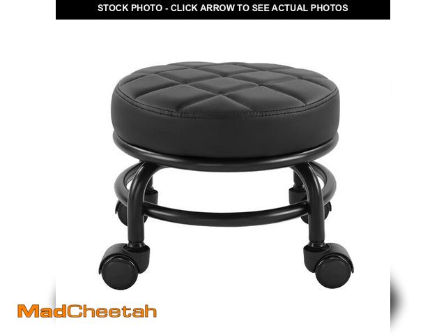 Lot 74-14380680 - FURWOO Low Roller Seat PU Leather Rolling Stool with Wheels for Manicure, Mechanic,Home Office, Gara...