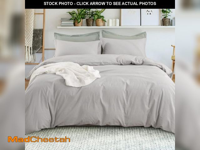 Lot 74-12306092 - EMME Cotton Duvet Cover Twin - Soft, Breathable and Lightweight Queen Duvet Cover Set, 100% Washed C...
