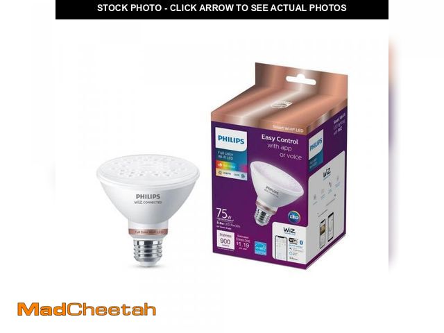 Lot 74-11826536 - Philips 75-Watt Equivalent PAR30S Smart Wi-Fi LED Color Changing Light Bulb Powered by WiZ with Blue...