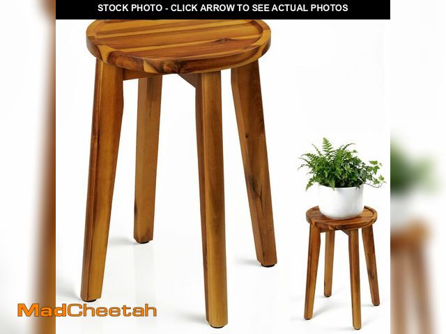 Lot 74-13542051 - Demigo 15-Inch Tall Plant Stand for Indoor &amp; Outdoor Use, Acacia Wooden Decorative Plant Shelf w...