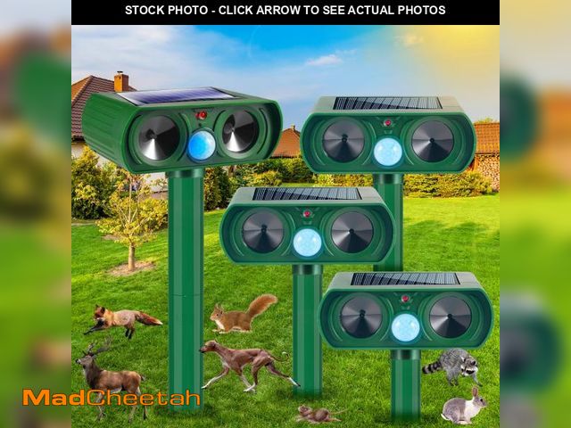 Lot 74-12302587 - 4 Pack Ultrasonic Animal Repellent Outdoor Deer Repellent Devices Solar Animal Repeller Waterproof, ...