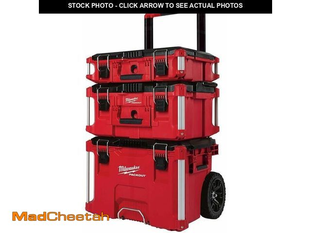 Lot 74-13226253 - Milwaukee PACKOUT 22 in. Rolling Tool Box, 22 in. Large Tool Box and 22 in. Medium Tool Box ProSyste...