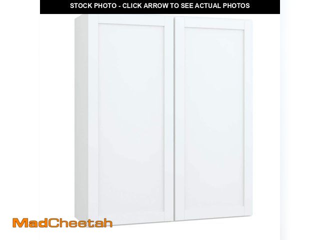 Lot 74-13740004 - Hampton Bay Courtland 36 in. W x 12 in. D x 42 in. H Assembled Shaker Wall Kitchen Cabinet in Polar ...