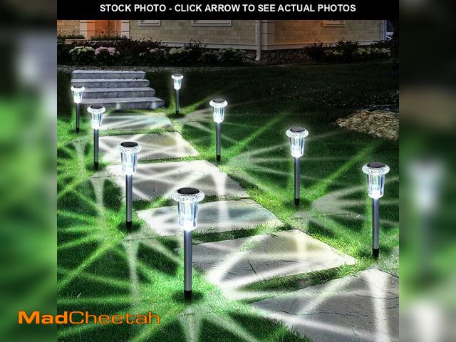 Lot 74-14059154 - Eyrosa Solar Outdoor Lights, 10 Pack Waterproof Stainless Steel Solar Stake Lights for Pathway Garde...