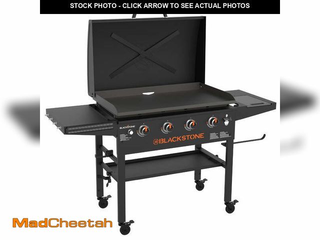 Lot 74-12561903 - Blackstone Original 4-Burner 36" Natural Gas Omnivore Outdoor Griddle with Hood and Folding Side She...