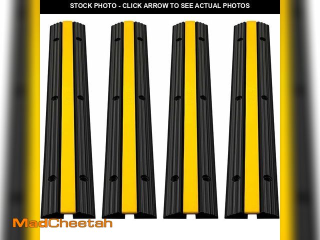 Lot 74-14349115 - VEVOR 4 Pack of 1-Channel Rubber Cable Protector Ramps Heavy Duty 18000Lbs Load Capacity Cable Wire ...
