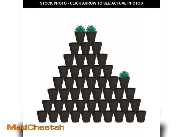 Lot 74-13955665 - vensovo 48 Pcs Tiny Terracotta Pots - 2 inch Black Small Mini Clay Pots with Drainage Holes for Indo...