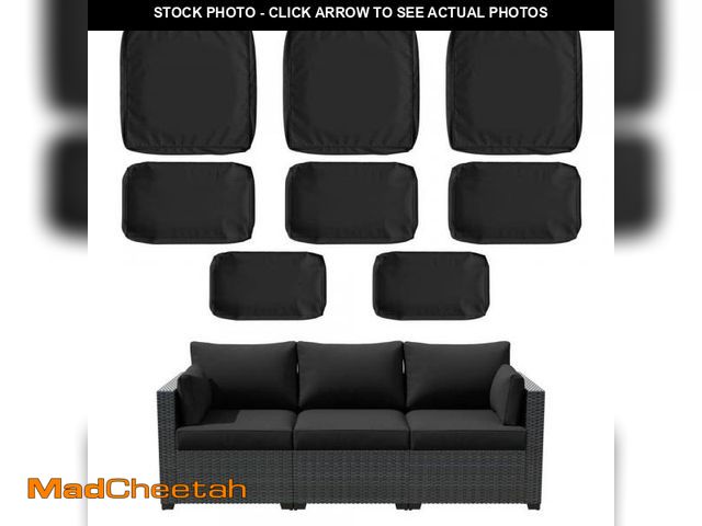 Lot 74-12463023 - Kimunuk 8-Piece 25.6 in. Outdoor Replacement Lounge Cushion Covers Black - UNUSED