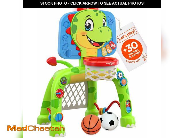 Lot 74-14211554 - Move2Play, Dinosaur Basketball Hoop &amp; Soccer Goal Activity Center | 30+ Sounds &amp; Songs + 5 L...