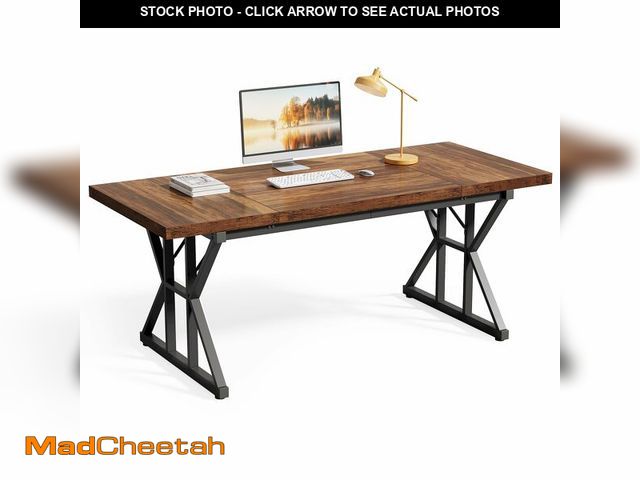 Lot 74-13012483 - LITTLE TREE 70.8-Inch Office Desk, Wooden Executive Office Desk, Modern Work Desk, Large Farmhouse W...