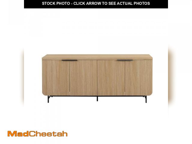 Lot 74-12200769 - Walker Edison Reema Fluted 4-Door Kitchen Sideboard Buffet Console, 69 Inch, Coastal Oak - UNUSED